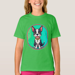 Cheerful Dog Colourful Cartoon Illustration T-Shirt