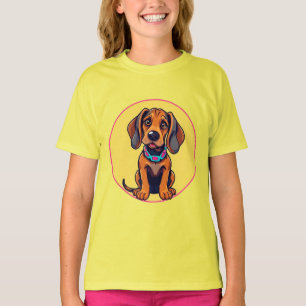 Cheerful Dog Colourful Cartoon Illustration T-Shirt