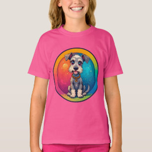 Cheerful Dog Colourful Cartoon Illustration T-Shirt