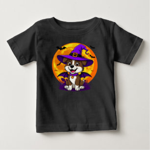 Cheerful Dog Dressed as Witch Hat Baby T-Shirt