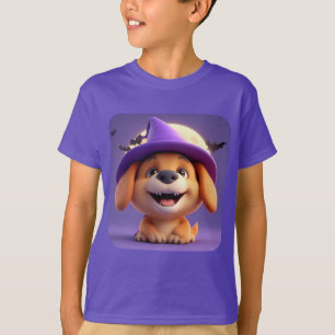 Cheerful Dog Dressed as Witch Hat T-Shirt