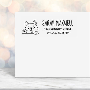Cheerful Dog Shiba Inu Pet Address  Self-inking Stamp