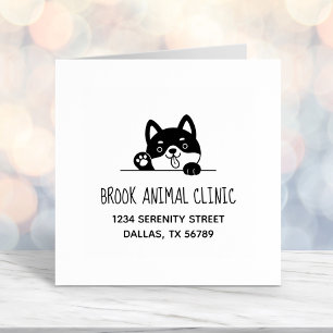 Cheerful Dog Veterinarian Animal Clinic Address 2 Self-inking Stamp