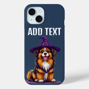 Cheerful Dog Wearing a Witch Hat iPhone 15 Case