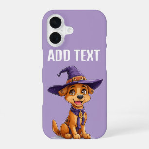Cheerful Dog Wearing a Witch Hat iPhone 16 Case