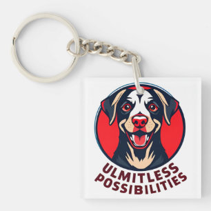 Cheerful Dog with Uplifting Inspirational Text Key Ring