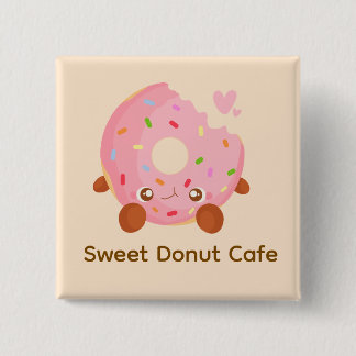 Cheerful Donut With Sprinkles 15 Cm Square Badge