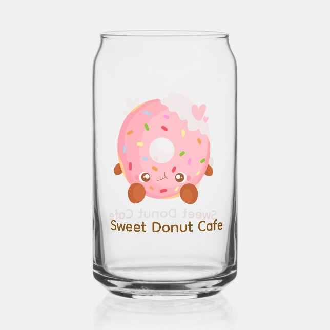 Cheerful Donut With Sprinkles Can Glass (Front)