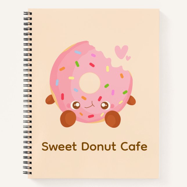 Cheerful Donut With Sprinkles Notebook (Front)
