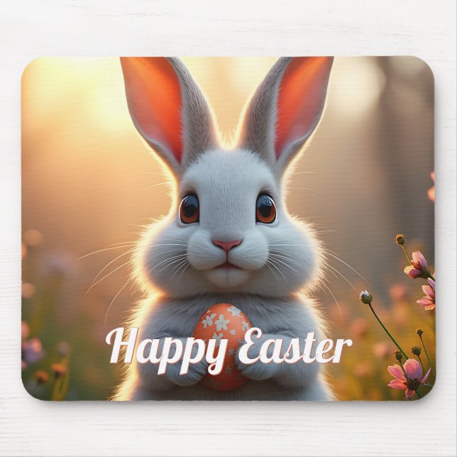 Cheerful Easter Bunny in the Magic of Spring Mouse Pad (Front)