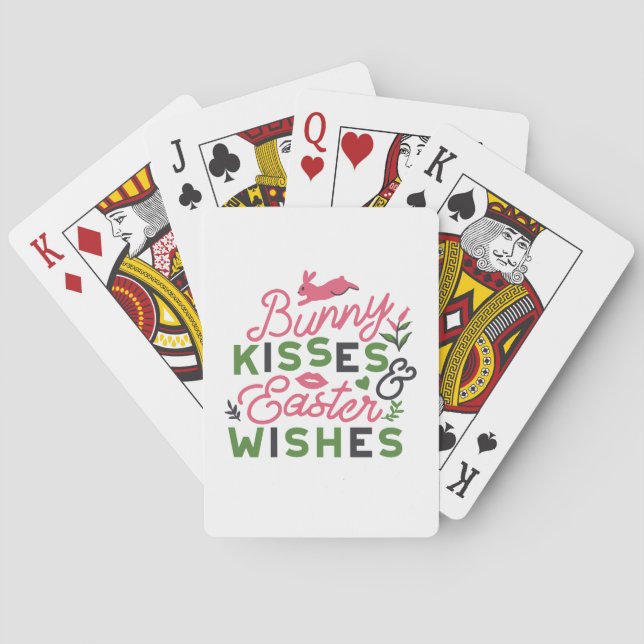 Cheerful Easter Typography - Bunny Kisses Playing Cards (Back)