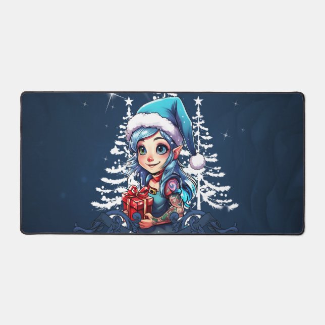 Cheerful elf   desk mat (Front)