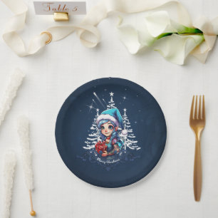 Cheerful elf paper plate