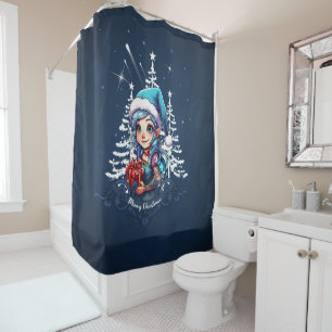 Cheerful elf   shower curtain