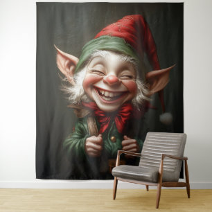 Cheerful Elf with a Big Laugh Tapestry