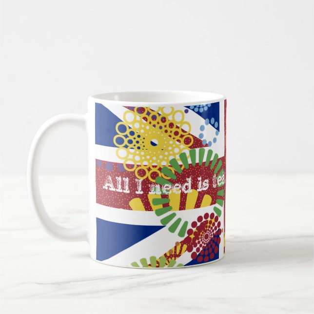 Cheerful England British Need Tea Flag Union Jack Coffee Mug (Left)