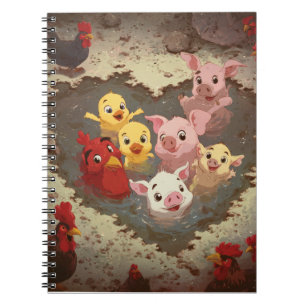 Cheerful Farm Animals Mud Party Notebook
