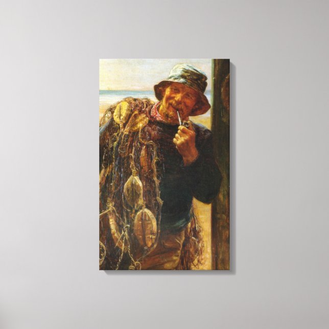 Cheerful Fisherman (by Frederick Morgan) Canvas Print (Front)