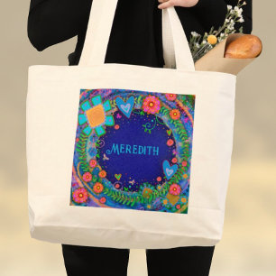 Cheerful Floral Blue Inspirivity Tote Bag