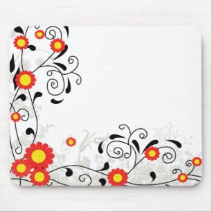 Cheerful Floral Illlustration Mouse Pad