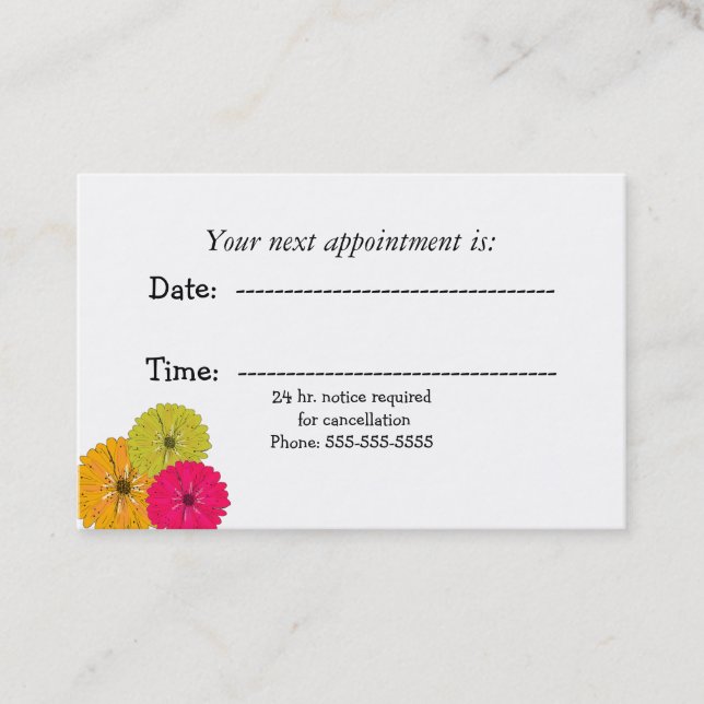 Cheerful Floral Medical Appointment Card (Front)