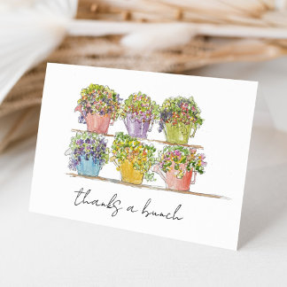 Cheerful Flower Market Hand Drawn Sketch Thank You Card