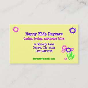 Cheerful Flowers Daycare Card