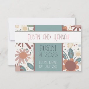Cheerful Flowers Inspirivity RSVP Simple Elegant Card