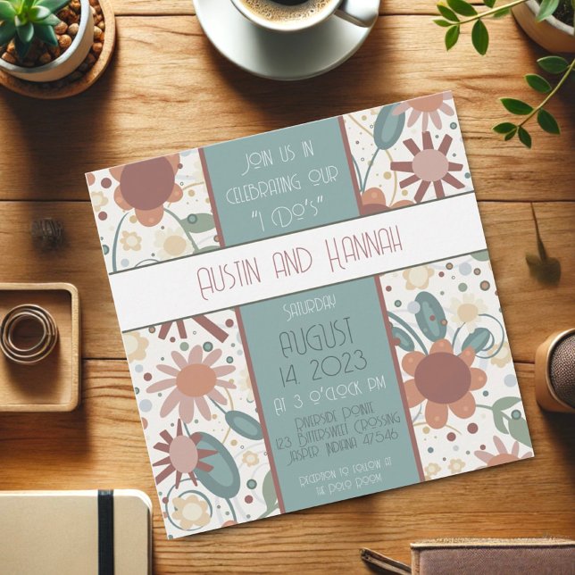 Cheerful Flowers Inspirivity Wedding Modern Fun Invitation (Creator Uploaded)