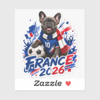 Cheerful French Bulldog Soccer Fan Sticker 2026