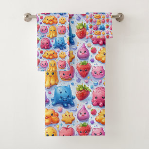  Cheerful funny cute sweets  Bath Towel Set
