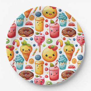 Cheerful funny cute sweets Paper Plate