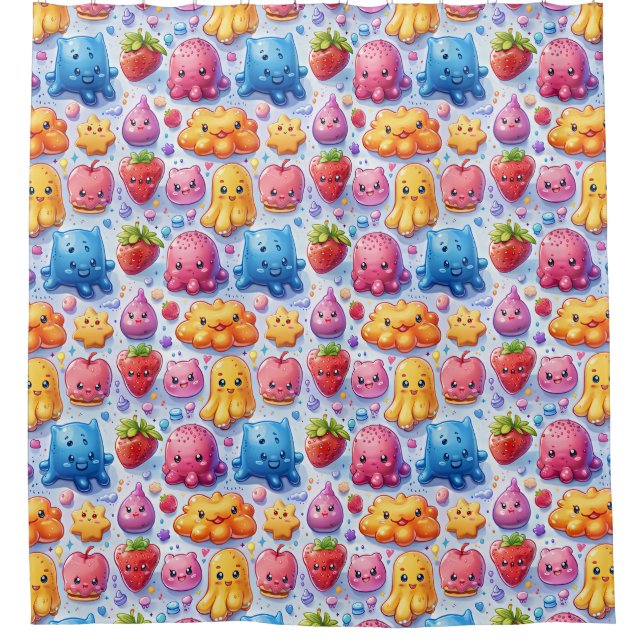  Cheerful funny cute sweets  Shower Curtain (Front)