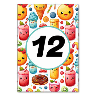 Cheerful funny cute sweets Table Number