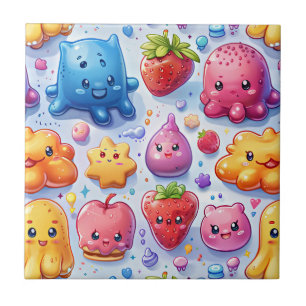  Cheerful funny cute sweets  Tile