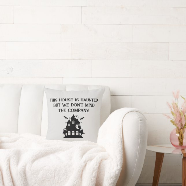 Cheerful Funny Haunted House Halloween Cushion (Couch)