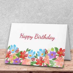 cheerful Garden Birthday Wishes Floral Design Card