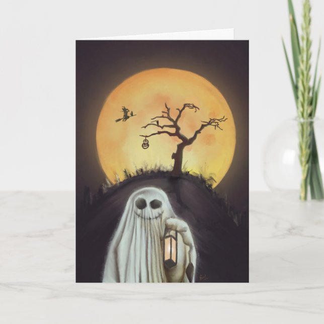 Cheerful Ghost! 5x7 fold over card!  Holiday Card (Front)