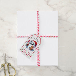 Cheerful ghost Christmas tags
