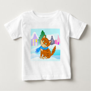 cheerful ginger kitten in cartoon style  baby T-Shirt