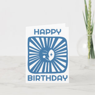 Cheerful Glow Moon HAPPY BIRTHDAY Customised BDAY Card