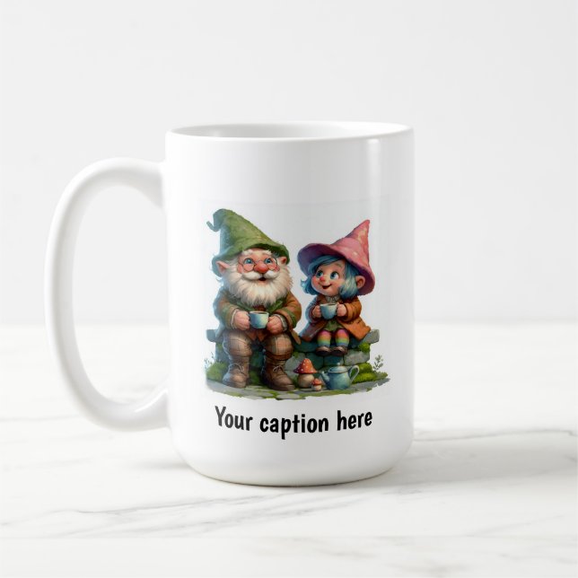 Cheerful Gnomes Enjoying a Coffee Break Mug (Left)