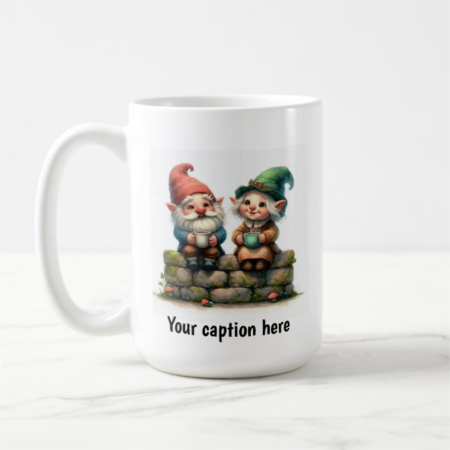 Cheerful Gnomes Enjoying a Coffee Break Mug (Left)