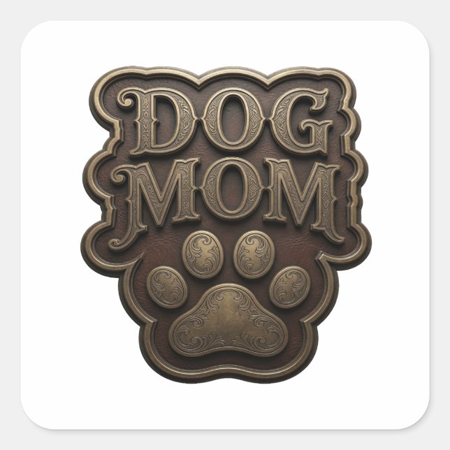 Cheerful Gold DOG MOM Label Design (Front)