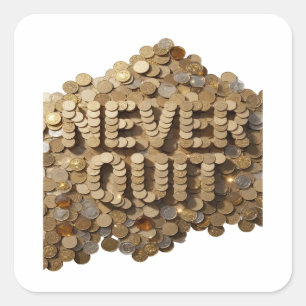 Cheerful Gold NEVER OUT Sticker Motif