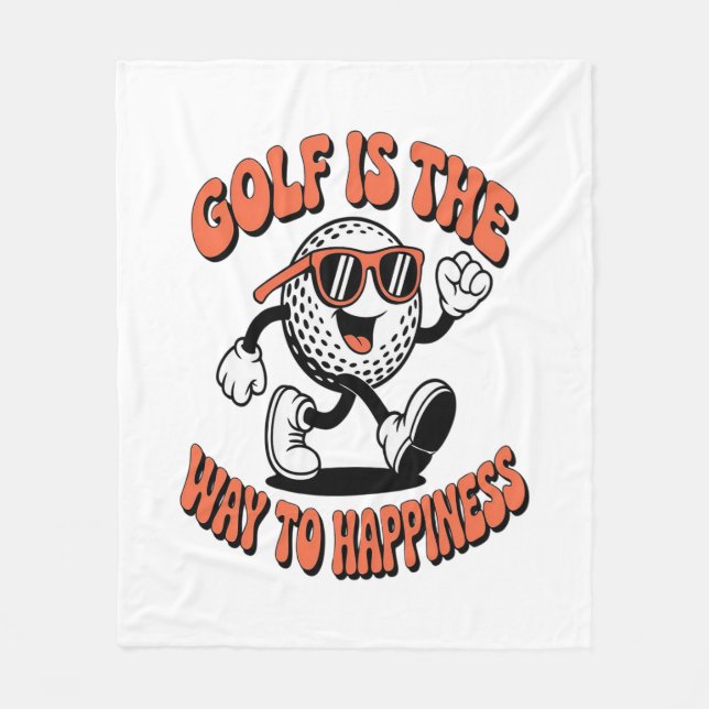 Cheerful Golf Ball Mascot Fleece Blanket (Front)