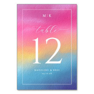 Cheerful Gradient Watercolor Table Number