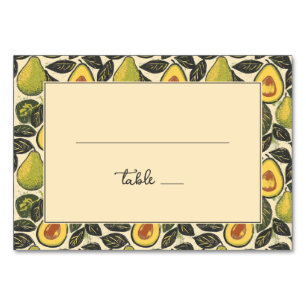 Cheerful Green Avocado Botanical Table Number