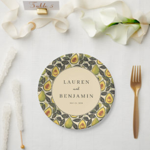Cheerful Green Avocado Illustration Paper Plate