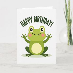 Cheerful Green Frog Birthday Card
